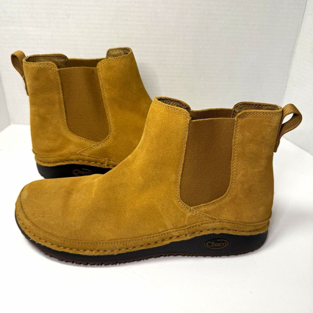 Chaco Suede Chelsea Ankle Boots Tan Pull On Round Toe Women’s US 10 EUC